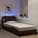 Maison Chic Posteljni okvir - Enojna postelja - Postelja za odrasle z LED brez vzmetnice temno rjav 90x200 cm blago, (21696099) | Shoptok.si