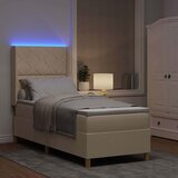  Krevet s opruga kutije s LED trakama Krema 80 x 200 cm tkanina Slike