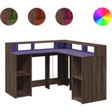  Radni stol LED svjetlima smeđa boja hrasta 130x130x91 cm drveni | shoptok.hr