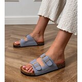 Gemre Blue sandals with buckles on cork sole Cloud | Shoptok.si