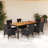  The Living Store Vrtna jedilna garnitura 7-delna z blazinami črn poli ratan - Vrtna Jedilna Garnitura, (21481272) | Shoptok.si