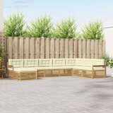  Set vanjskih sofa 8 kom. Bijela i krem Čvrsto drvo akacije 406 x 247,5 x 73 cm | shoptok.hr