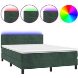 The Living Store Box spring postelja z vzmetnico LED tem. zelena 140x200cm žamet - Box Spring Postelja, (21492162) | Shoptok.si