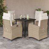  5-dijelni vrtni blagovaonski set od poliratana s jastucima bež Dužina stola 80 cm | Shoptok.si