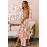 Fenzy Elegantna Maxi Obleka S Potiskom Črt, Večbarvna | Shoptok.si