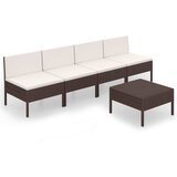 The Living Store Vrtna sedežna garnitura 5-delna z blazinami poli ratan rjava - Vrtna Sedežna Garnitura, (21461175) | Shoptok.si