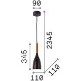 Ideal Lux luster na sajli manhattan 1xE14/40W/230V prečnik 11 cm crna/bukva | Eponuda.com