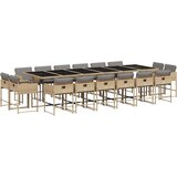  17-dijelni vrtni blagovaonski set od poliratana s jastucima bež | shoptok.hr