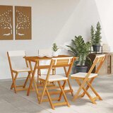 Bistro set s jastukom 5 pcs Prirodna nafta Čvrsto drvo akacije | shoptok.hr