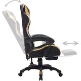 vidaXL Igraća stolica s RGB LED svjetlima zlatno-crna od umjetne kože | shoptok.hr