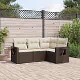 vidaXL 4-dijelni set vrtnih sofa od poliratana s jastucima smeđi Cijene