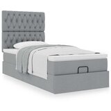 vidaXL Otomanski posteljni okvir z vzmetnico siv 90x200 cm blago | Shoptok.si