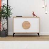 Marckeric Bijela/u prirodnoj boji niska komoda u dekoru hrasta 110x82 cm Vae – | shoptok.hr