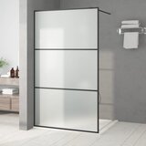 Pregrada za tuš crna 115 x 195 cm s mutnim staklom ESG | shoptok.hr