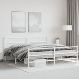  Metalni okvir kreveta uzglavlje i podnožje bijeli 183x213 cm | shoptok.hr