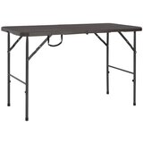 vidaXL Zložljiva vrtna miza rjava 120x60x74 cm HDPE videz ratana, (20580725) Cene
