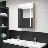 vidaXL LED kopalniška omarica z ogledalom bela in hrast 50x13x70 cm Cene