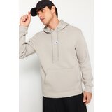 Trendyol Men's Gray Men's Regular/Regular fit hoodie with tags and pockets, fleece inner thick Sweatshirt. Cene