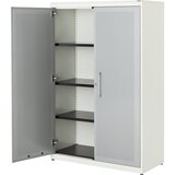mauser Omara s krilnimi vrati, akustični učinek, VxŠxG 1516 x 1000 x 432 mm, 3 police, čista bela / aluminijasto siva | Shoptok.si