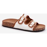 Boto Women's Fabric Slippers On Cork Platform With Buckles White Osoffe | ePonuda.com