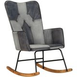 The Living Store Gugalni stol sivo pravo usnje in platno - Gugalni Stol, (21572819) | Shoptok.si