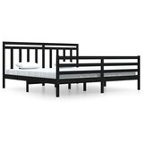 The Living Store Posteljni okvir črn iz trdnega lesa 200x200 cm - Posteljni Okvir, (21526047) | Shoptok.si