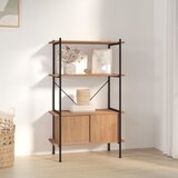The Living Store Regal z omarico 4-nadstropen 80x40x130 cm jeklo in inž. les - Regal Z Omarico, (21431700) | Shoptok.si