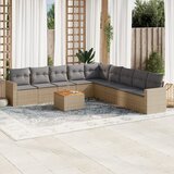 vidaXL 10-dijelni set vrtnih sofa s jastucima bež od poliratana | shoptok.hr