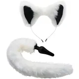 Komplet analnega čepa in ušes White Fox, bel