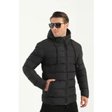 River Club Men's Black Lined Hooded Water and Windproof Puffer Winter Coat