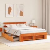  Konstrukcija postelje z vzglavjem Voskast rjav 160 x 200 cm, (5000127112) | Shoptok.si