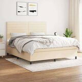  Box spring postelja z vzmetnico krem 160x200 cm blago | Shoptok.si