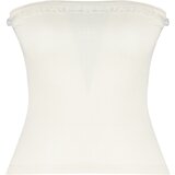 Trendyol Stone Corded Strapless Collar Woven Garnished Fitted Cotton Crop Knitted Blouse cene