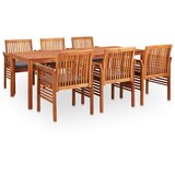  7-dijelni vrtni blagovaonski set s jastucima bagremovo drvo | shoptok.hr