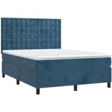  Box spring postelja z vzmetnico temno modra 140x200 cm žamet, (20892694) | Shoptok.si