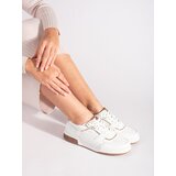 Shelvt White and gold platform sneakers | Shoptok.si