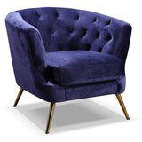 Modern Living fotelj chesterfield lita, modra, žamet | Shoptok.si