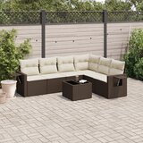 Maison Chic Seti vrtnega pohištva - Vrtna garnitura - Vrtni pohištvo set 7-delna z blazinami rjav poli ratan, (21803217) | Shoptok.si