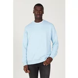 AC&Co / Altınyıldız Classics Men's Light Blue Standard Fit Regular Fit Crew Neck 3 Thread Cotton Sweatshirt