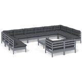 Maison Chic Seti vrtnega pohištva - Vrtna garnitura - Vrtni pohištvo set 13-delna z blazinami siva borovina, (21810279) | Shoptok.si