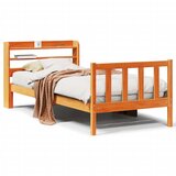 Maison Chic Posteljni okvir - Enojna postelja - Postelja za odrasle z vzglavjem voščeno rjava 100x200 cm borovina, (21695223) Cene