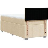 vidaXL Box spring postelja z vzmetnico krem 90x190 cm blago, (21310588) | Shoptok.si
