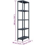  Stalak za pohranu crni 125 kg 60 x 30 x 180 cm plastični | shoptok.hr
