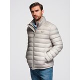 Ombre Men's lightweight jacket of combined materials with hood and decorative quilting - black | Shoptok.si