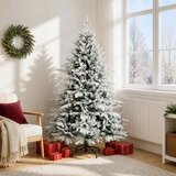  Umjetno božićno drvce s nogom 180 cm PVC i metal - Zelena i bijela 180 cm bez LED svjetala | shoptok.hr