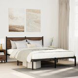 Maison Chic Kovinski Posteljni okvir - Dvoposteljna postelja - Zakonska postelja brez vzmetnice rjavi hrast 137x190cm, (21693052) | Shoptok.si
