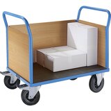 eurokraft pro ploski voziček z lesenimi stenami, s 3 visokimi stenami, dxš 1050 x 700 mm, kolesa iz polne gume | Shoptok.si