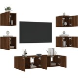 vidaXL Komplet TV omaric LED 6-delni rjavi hrast inženirski les | Shoptok.si