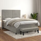 The Living Store Box spring postelja z vzmetnico svetlo siva 140x200 cm žamet - Box Spring Postelja, (21491631) Cene