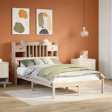 vidaXL Krevet s regalom za knjige bez madraca 135x190 cm od borovine